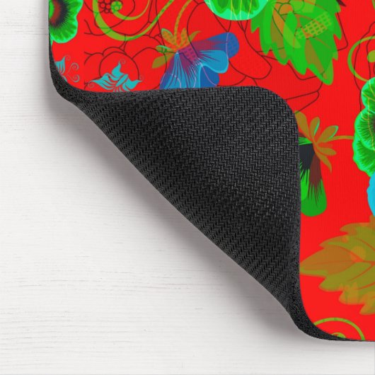 Farbige Frühlingsblumen, roter Hintergrund Mousepad (Ecke)