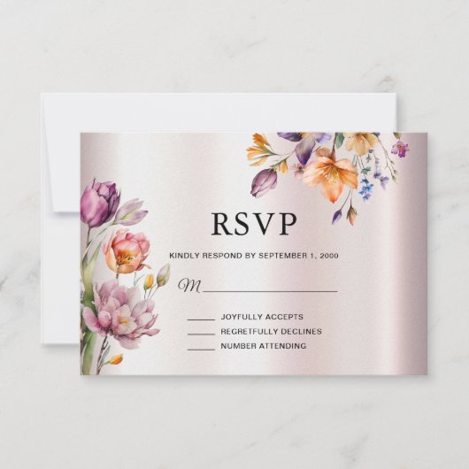 Farbige Frühlingsblumen RSVP-Karte RSVP Karte (Vorderseite)