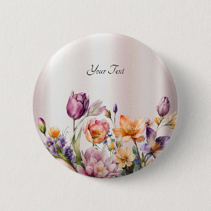Farbige Frühlingsblumen-Schaltfläche Button
