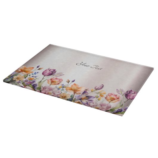Farbige Frühlingsblumen Schneidebrett (Ecke)