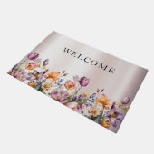 Farbige Frühlingsblumen Türmchen Fußmatte (Schrägansicht)
