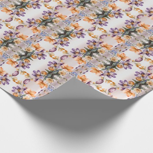 Farbige Frühlingsblumen Umhüllungspapier Geschenkpapier (Ecke)