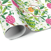 Farbige Frühlingsblumen und Ostereier Muster Geschenkpapier (Rolleneckpunkt)