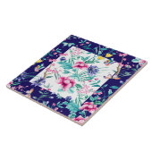 Farbige Frühlingsblumen und Schmetterlinge Muster Fliese (Seite)