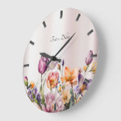 Farbige Frühlingsblumen Wall Uhr (Winkel)