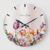 Farbige Frühlingsblumen Wall Uhr (Vorderseite)