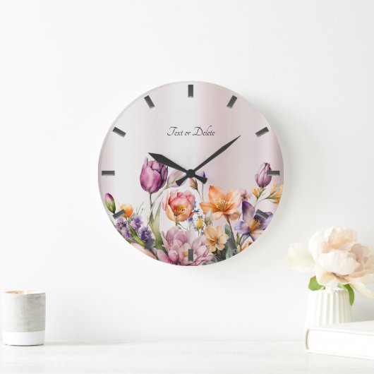 Farbige Frühlingsblumen Wall Uhr (Zuhause)