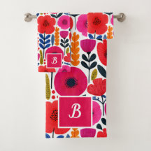 Farbige Frühlingsblumen Wasserfarbe BOHO Monogramm