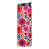 Farbige Frühlingsblumen Wasserfarbe BOHO Name Thermosbecher (Nach links gedreht)