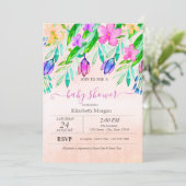 Farbige Frühlingsblumen Wasserfarbe Einladung (Stehend Vorderseite)