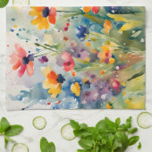 Farbige Frühlingsblumen Wasserfarbe Küchentücher (Gefaltet)