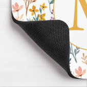 Farbige Frühlingsblumen Wasserfarben Muster Monogr Mousepad (Ecke)