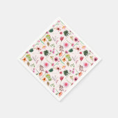 Farbige Frühlingsblumen Wasserfarbenmuster Serviette (Ecke)