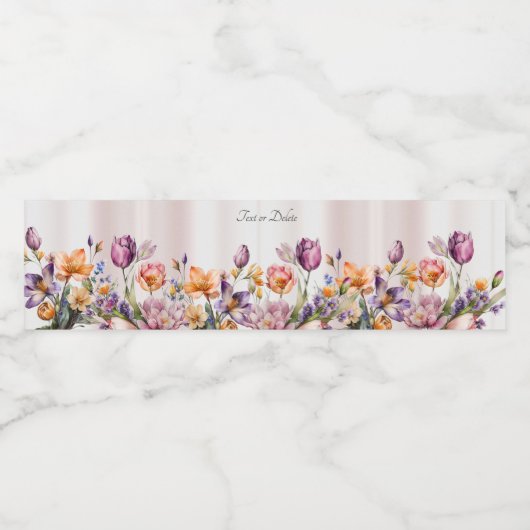 Farbige Frühlingsblumen Wasserflaschen Etikett (Einzelnes Label)