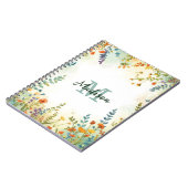 Farbige Frühlingsblumen-Wildblumenstrauß-Monogramm Notizblock (Linke Seite)