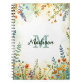 Farbige Frühlingsblumen-Wildblumenstrauß-Monogramm Notizblock (Vorderseite)
