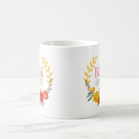 Farbige Frühlingsblumenkranke Save the Date Kaffeetasse (Mittel)