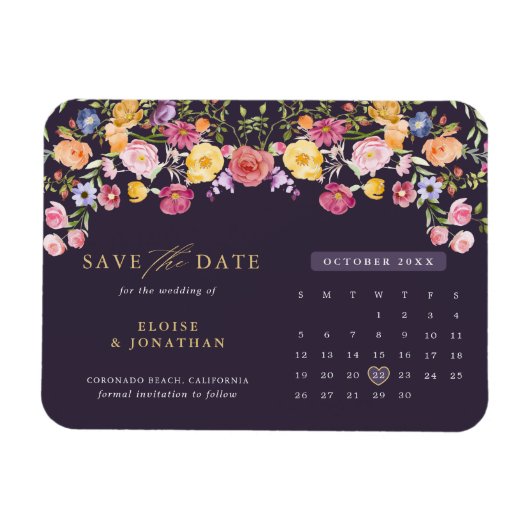Farbige Frühlingsblüte Save the Date Wiese Magnet (Horizontal)