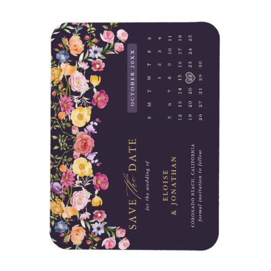 Farbige Frühlingsblüte Save the Date Wiese Magnet (Vertikal)