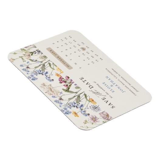 Farbige Frühlingsblüte Save the Date Wiese Magnet (Rechte Seite)