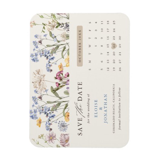 Farbige Frühlingsblüte Save the Date Wiese Magnet (Vertikal)