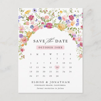 Farbige Frühlingsblüte Save the Date Wiese Postkarte