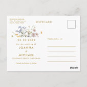 Farbige Frühlingsblüte Save the Date Wiese Postkarte (Rückseite)