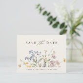 Farbige Frühlingsblüte Save the Date Wiese Postkarte (Stehend Vorderseite)