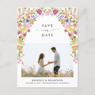 Farbige Frühlingsblüte Save the Date Wiese Postkarte
