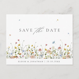 Farbige Frühlingsblüte Save the Date Wiese Postkarte