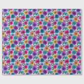 Farbige Frühlingsblüten Blume Wasserfarben Geschenkpapier (Flach)