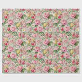 Farbige Frühlingsblüten-Illustration Geschenkpapier (Flach)