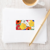 Farbige Frühlingsblütenhände Malerei Girlandesign Adressaufkleber (Insitu)