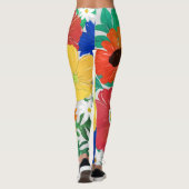 Farbige Frühlingsblütenhände Malerei Girlandesign Leggings (Rückseite)