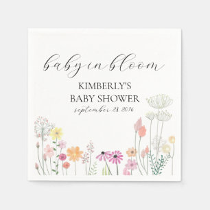 Farbige Frühlingsbrause Wildblume Babydusche Serviette