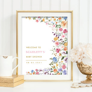 Farbige Frühlingsdusche Wildblume Begrüßung Poster