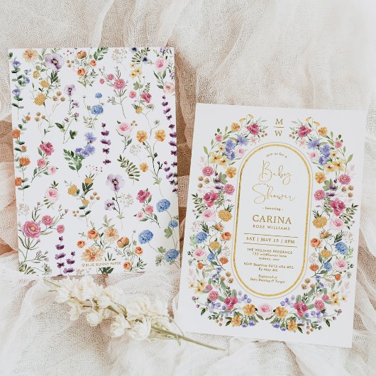 Farbige Frühlingsdusche Wildblume Garden Baby Dusc Einladung