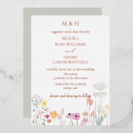 Farbige Frühlingserie-Wildblume Folieneinladung