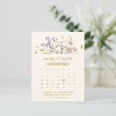 Farbige Frühlingserie Wildblume Save the Date Gold Postkarte (Stehend Vorderseite)