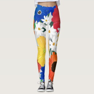 Farbige Frühlingsfloral Hand Girly Design Leggings