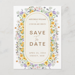 Farbige Frühlingshöhe Wildblume Save the Date Ankündigungspostkarte