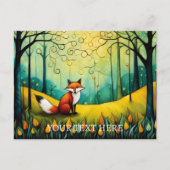 Farbige Frühlingsmalerei Blume Forest Fox Malerei Postkarte (Vorderseite)
