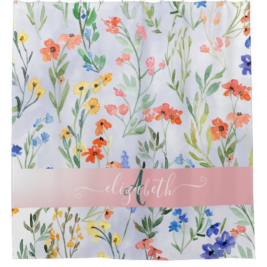 Farbige Frühlingsmischerei-Wildblume Duschvorhang (Vorderseite)
