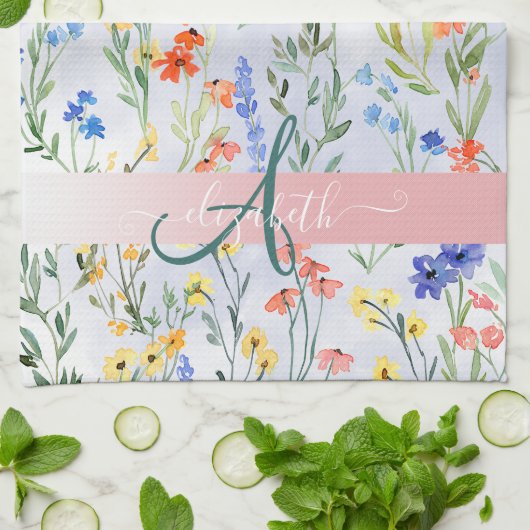 Farbige Frühlingsmischerei-Wildblume Geschirrtuch (Gefaltet)