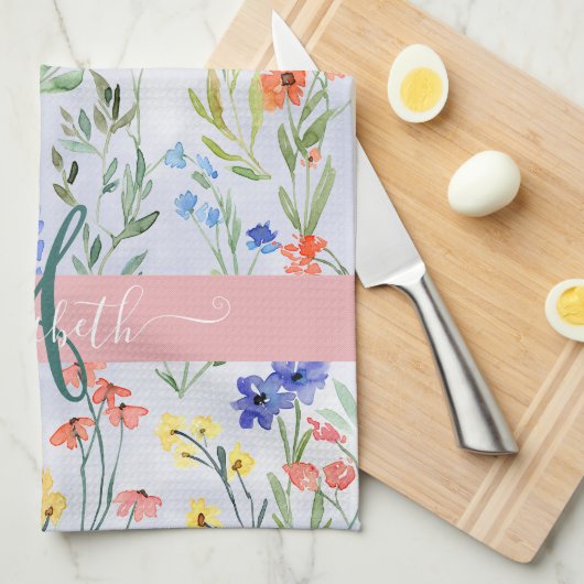 Farbige Frühlingsmischerei-Wildblume Geschirrtuch (Viertel Falte)