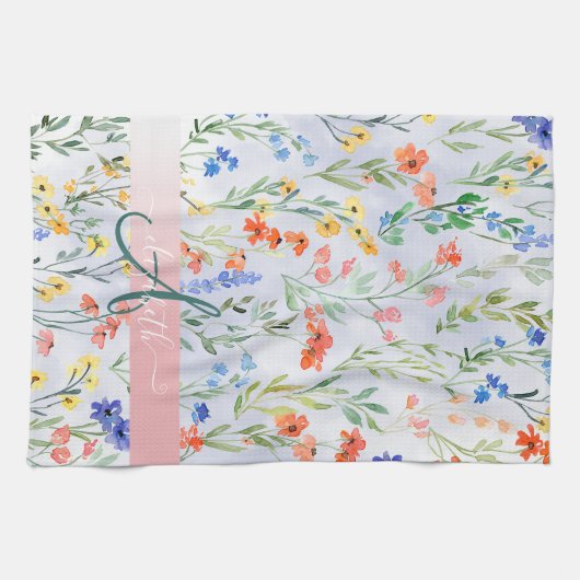 Farbige Frühlingsmischerei-Wildblume Geschirrtuch (Horizontal)