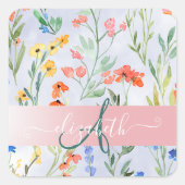 Farbige Frühlingsmischerei-Wildblume Quadratischer Aufkleber (Vorderseite)