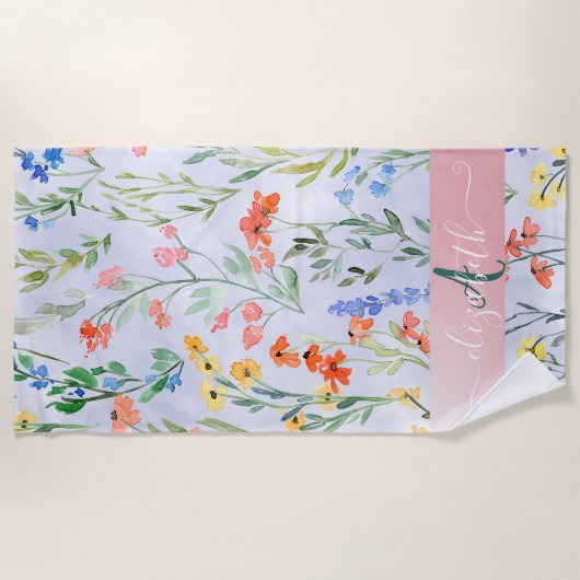 Farbige Frühlingsmischerei-Wildblume Strandtuch (Vorderseite)