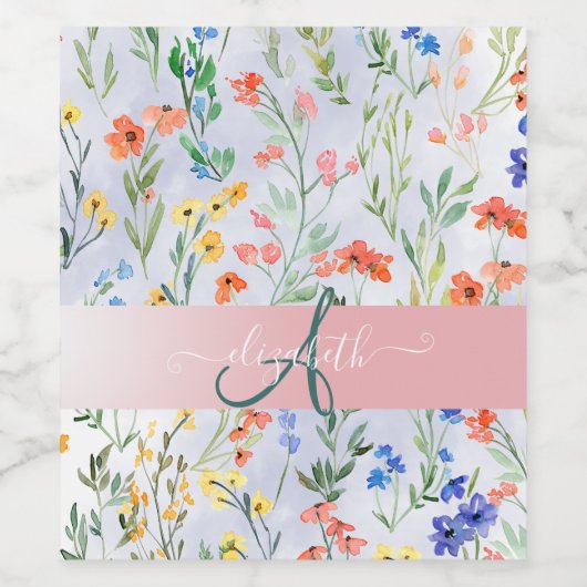 Farbige Frühlingsmischerei-Wildblume Weinetikett (Einzelnes Label)