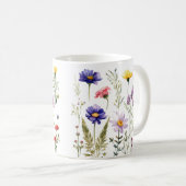 Farbige Frühlingsmuster Blume Wasserfarben Kaffeetasse (VorderseiteRechts)